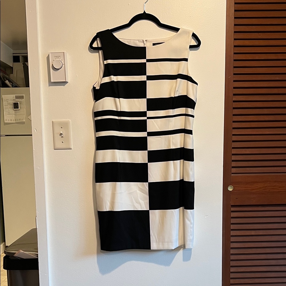 Tahari Black and White Geometric Mini Dress